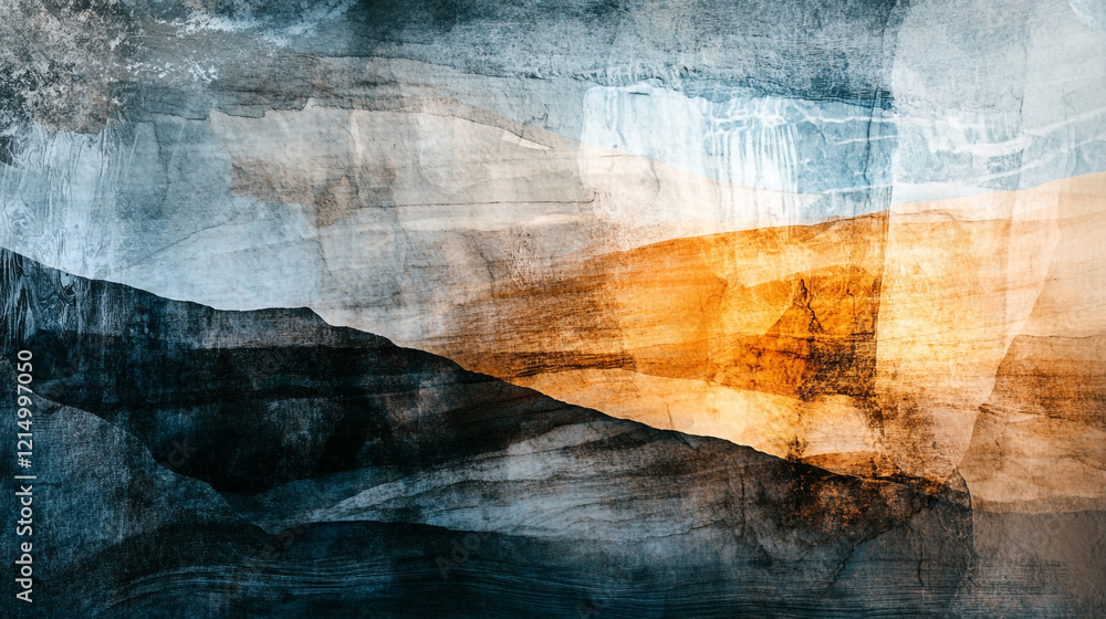 Fototapeta premium Natural abstract landscape reflects colors of dawn in textured patterns and shapes