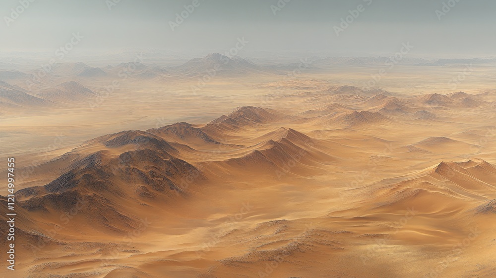 Aerial Desert Mountain Range Haze Panorama Aerial Desert Mountain Range Haze Panorama