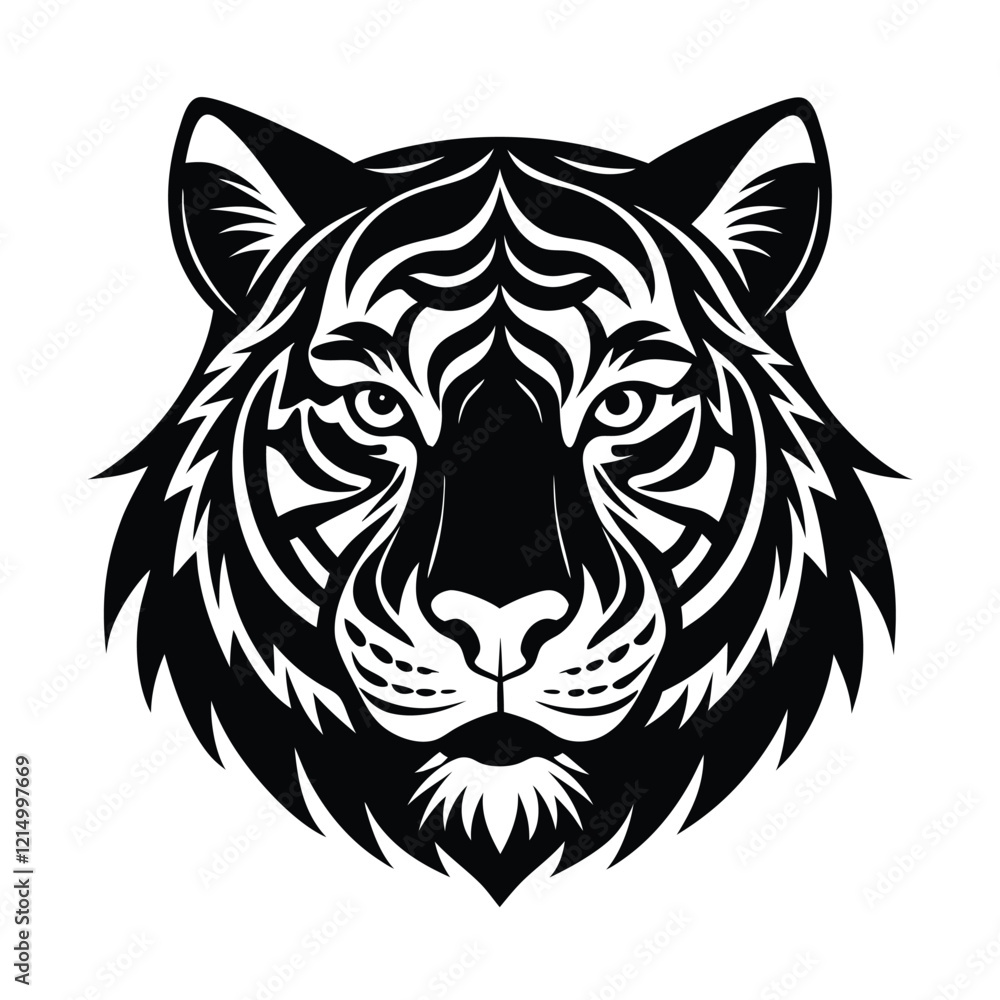 Tiger Head Silhouette Vector Art and Black Tiger Head Design Illustration Tiger Head Silhouette Vector Art and Black Tiger Head Design Illustration