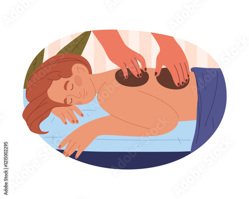 Vector back massage illustration. Manual therapy with physician and muscle tension relief. Spa sign for relaxation and posture care. Spine recovery. Therapeutic session for body pain treatment.