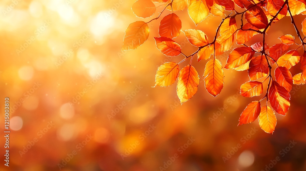 Vibrant Autumn Leaves With Warm Light and Blurry Background Effect Vibrant Autumn Leaves With Warm Light and Blurry Background Effect