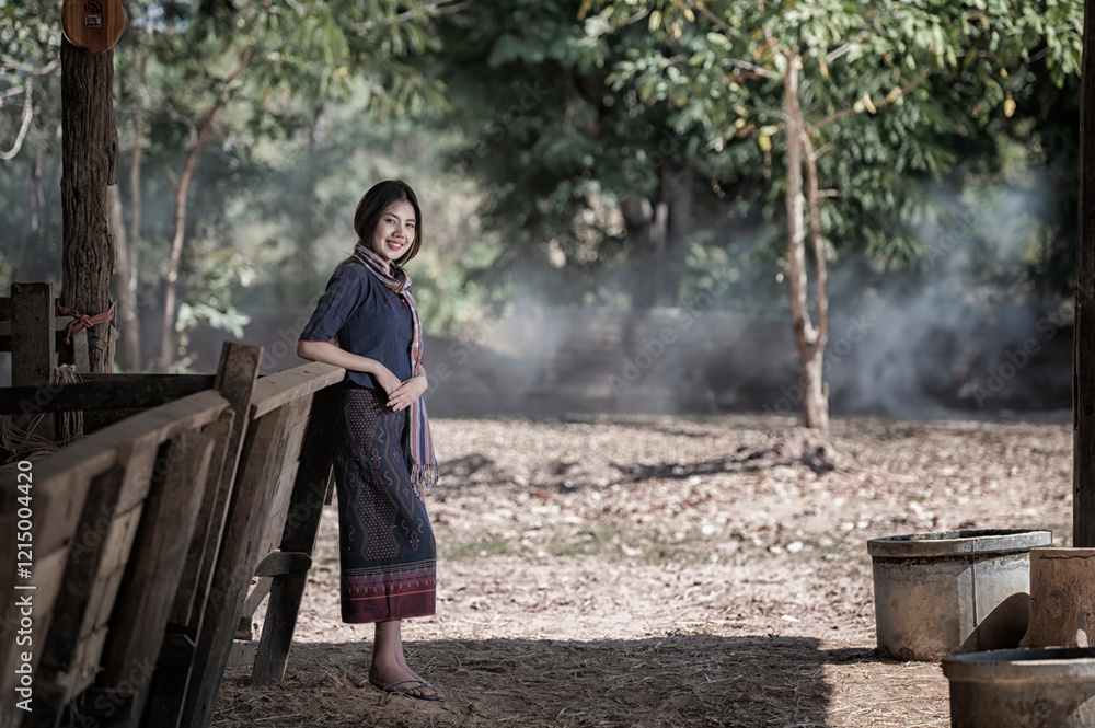 Fototapeta premium Portrait Asian woman in the countryside of Thailand