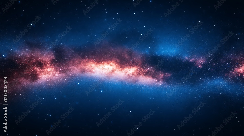 Fototapeta premium Cosmic nebula with red and blue hues.