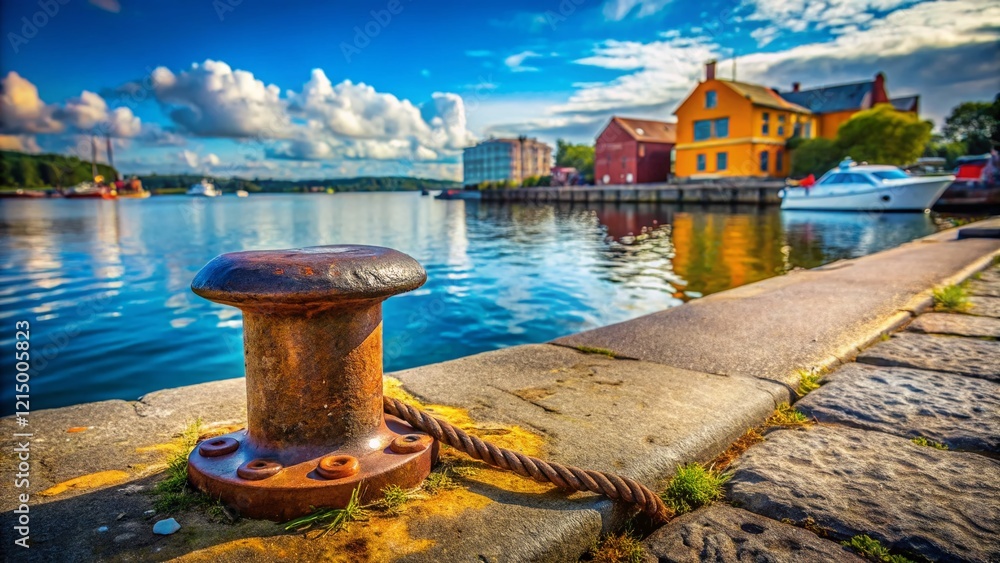 Helsinki Harbor: Rusty Boat Mooring Post & Calm Sea - June 2019