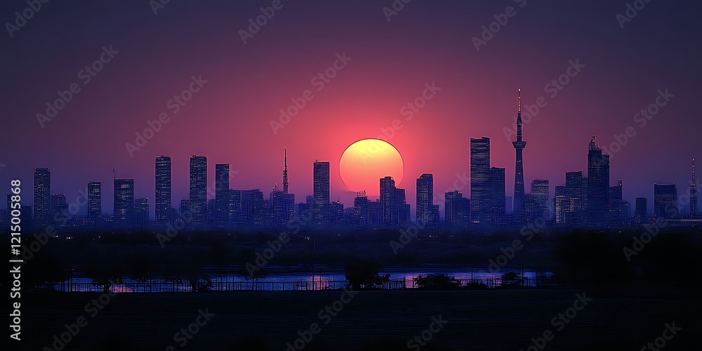 Fototapeta premium City skyline at sunset.
