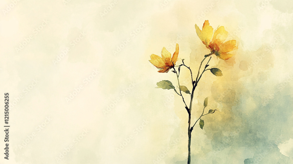 Beautiful yellow flowers stand tall against a soft pastel background in an artistic display Beautiful yellow flowers stand tall against a soft pastel background in an artistic display