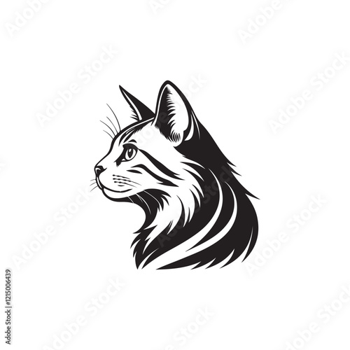 cat logo silhouette vector line art logo design