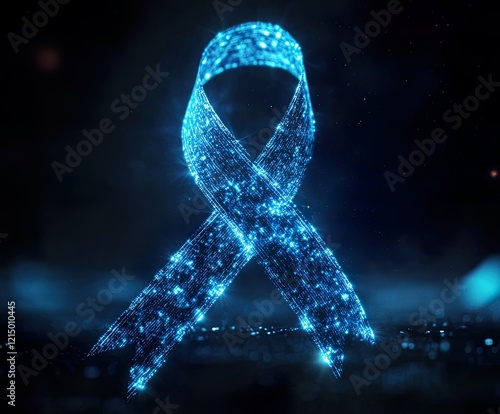 Glowing Blue Ribbon Prostate Health Infographic Minimalist Design photo