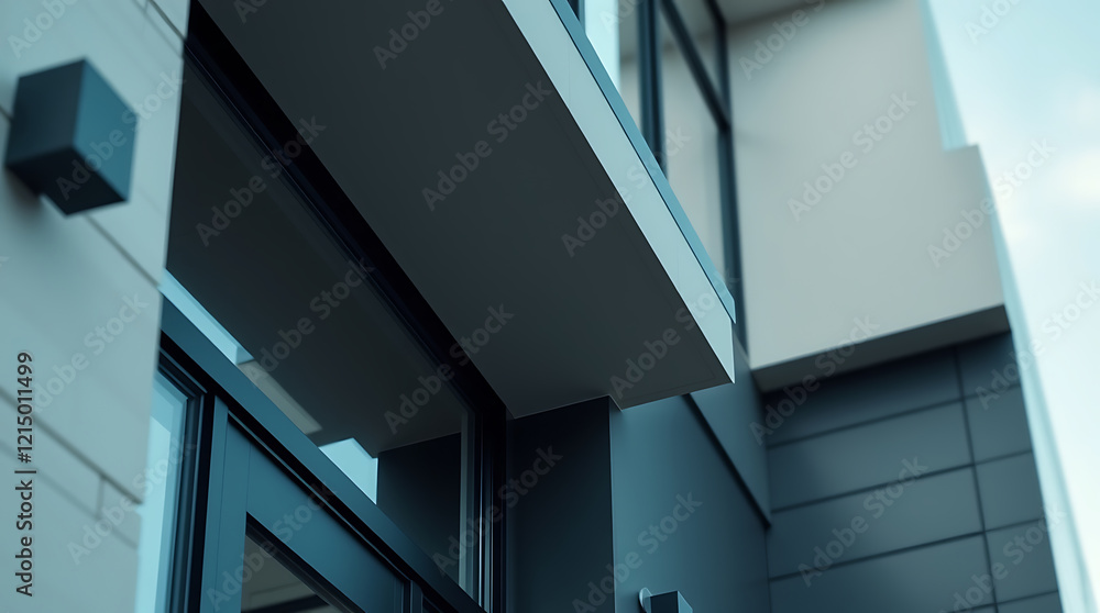 Fototapeta premium Modern Architectural Design: Sleek Exterior and Geometric Facade of a Contemporary Home