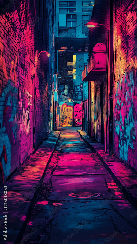 Fototapeta premium street painted in fluorescent colors