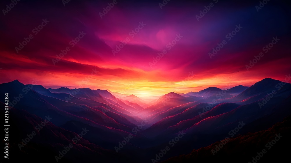 Breathtaking Sunset Over Mountain Range with Fiery Sky Colors Breathtaking Sunset Over Mountain Range with Fiery Sky Colors