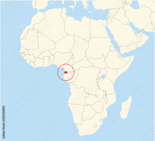 Location Map of the country Equatorial Guinea in Africa. The country is highlighted with a red polygon. No labels at all.
