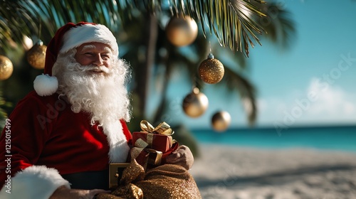 Santa Claus on a Tropical Beach Christmas photo