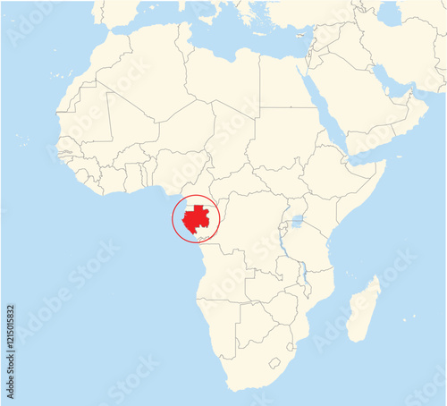 Location Map of the country Gabon in Africa. The country is highlighted with a red polygon. No labels at all.