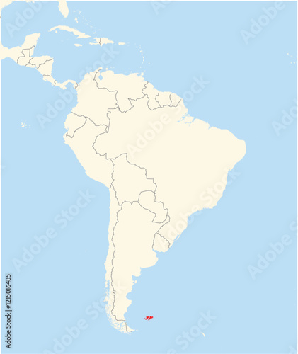 Location Map of the country Falkland Islands in South America. The country is highlighted with a red polygon. No labels at all.