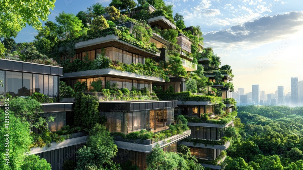 Modern Eco-Friendly Apartment Building Integrated With Nature Modern Eco-Friendly Apartment Building Integrated With Nature