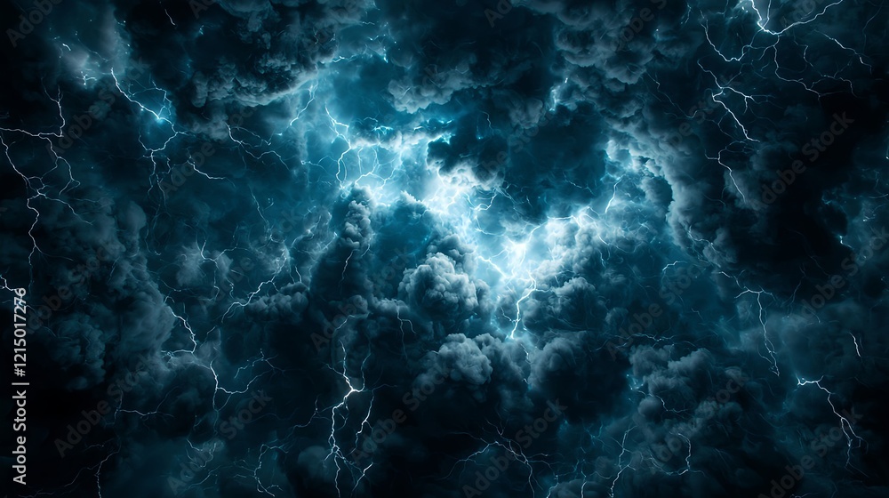 Dramatic Storm Clouds with Bright Lightning in a Dark Sky Dramatic Storm Clouds with Bright Lightning in a Dark Sky
