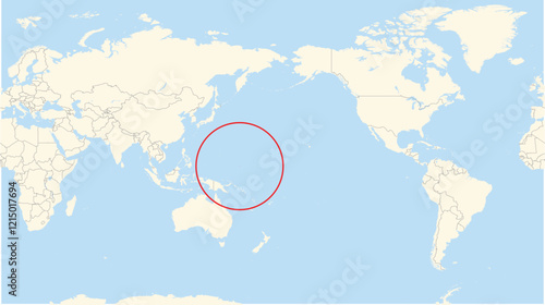 Location Map of the country Federated States Of Micronesia in Australia. The country is highlighted with a red polygon. No labels at all.