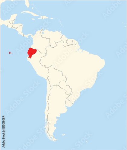 Location Map of the country Ecuador in South America. The country is highlighted with a red polygon. No labels at all.