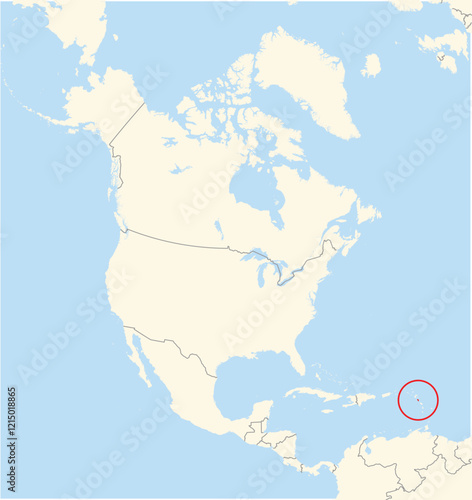 Location Map of the country Dominica in North America. The country is highlighted with a red polygon. No labels at all.