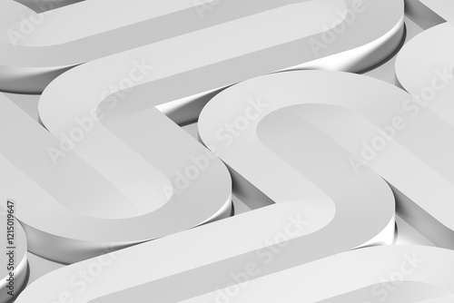 Fototapeta Naklejka Na Ścianę i Meble -  Abstract white installation, curved paths of the labyrinth, 3d art