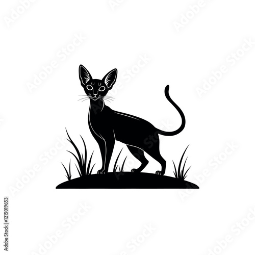 cat logo silhouette vector line art logo design