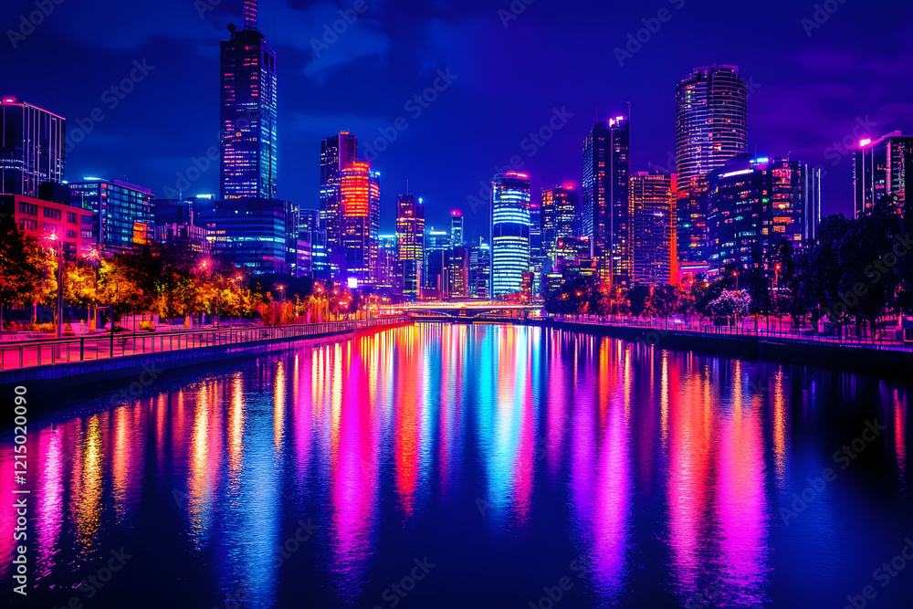 Naklejka premium country skyline at night