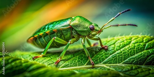 Wallpaper Mural Isolated Macro Photo of Green Insect on Leaf, Shadow, Nature, Close Up Torontodigital.ca