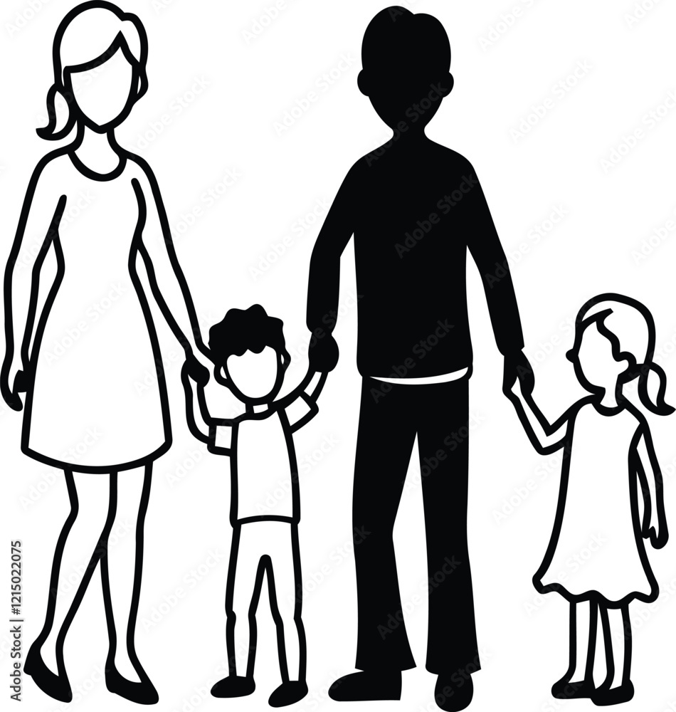 Couple with Child silhouette vector art, Couple with Child line art vector, Couple with Child vector illustration Couple with Child silhouette vector art, Couple with Child line art vector, Couple with Child vector illustration