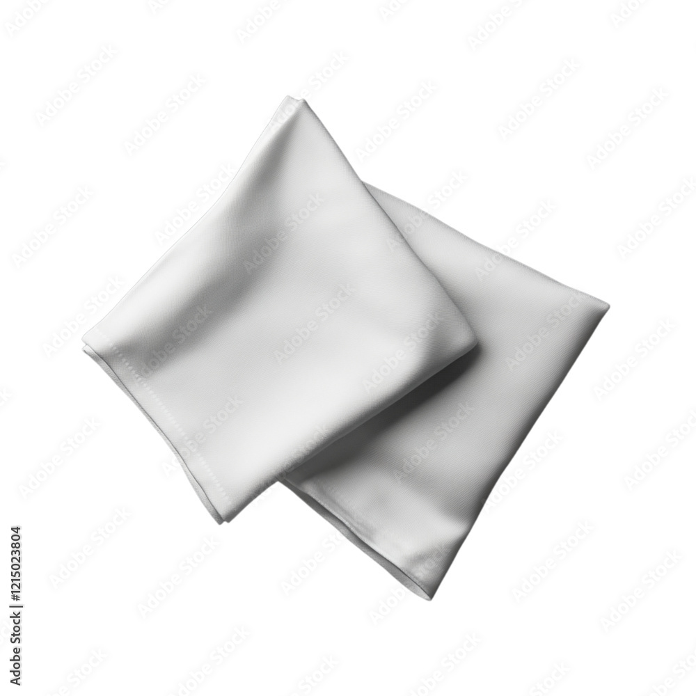 Two white handkerchief mockups isolated on a transparent background png Two white handkerchief mockups isolated on a transparent background png