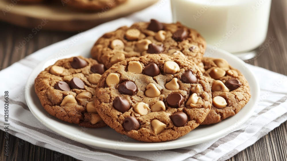 Warm Butterscotch and Chocolate Chip Cookies on a Plate Warm Butterscotch and Chocolate Chip Cookies on a Plate