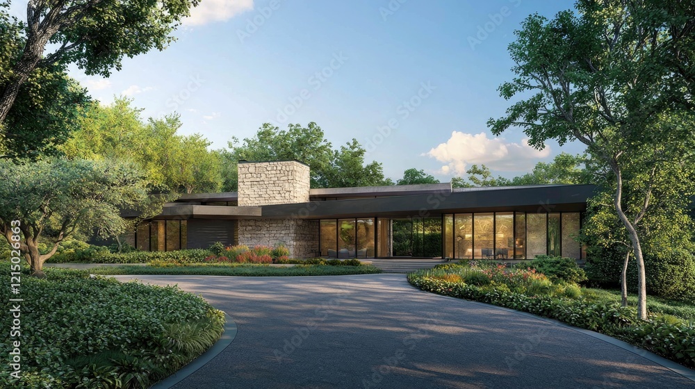 Modern Architectural House Design nestled in a lush green landscape Modern Architectural House Design nestled in a lush green landscape