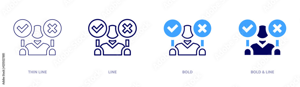 Decision making criteria icon in 4 different styles. Thin Line, Line, Bold, and Bold Line. Duotone style. Editable stroke Decision making criteria icon in 4 different styles. Thin Line, Line, Bold, and Bold Line. Duotone style. Editable stroke