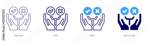 Decision making examples icon in 4 different styles. Thin Line, Line, Bold, and Bold Line. Duotone style. Editable stroke