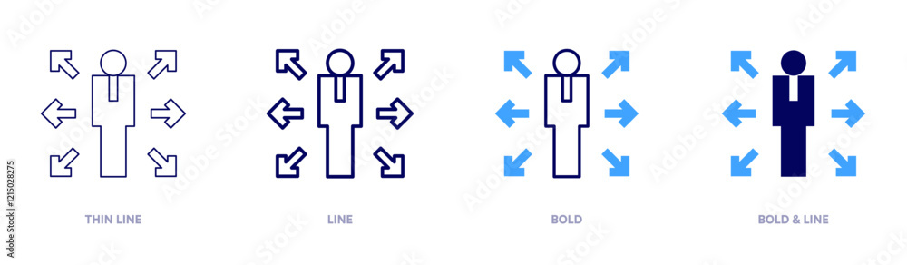 Network icon in 4 different styles. Thin Line, Line, Bold, and Bold Line. Duotone style. Editable stroke