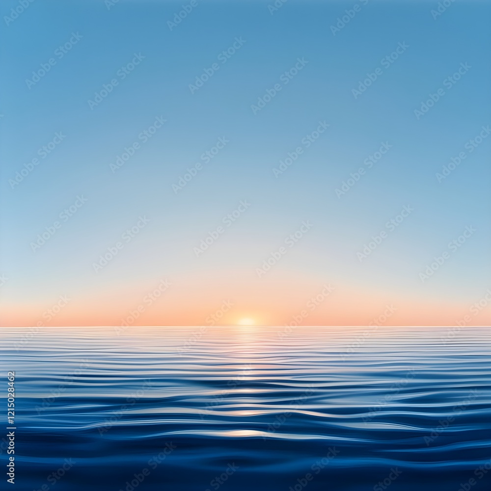 Obraz premium Tranquil Sunset Over Calm Ocean Water with Clear Blue Sky
