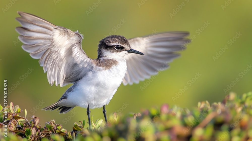 Obraz premium A White-Breasted Bird Prepares for Flight