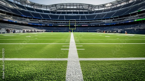 Exploring the vibrant essence of american football through a closeup of the stadium field