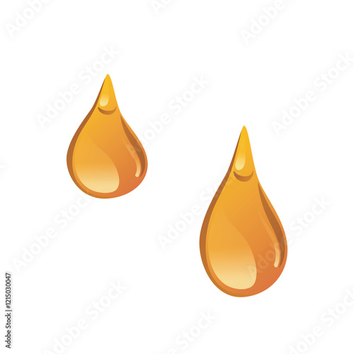 Honey drops in flat design. Gold sticky droplets, sweet apiculture product. Vector illustration isolated.