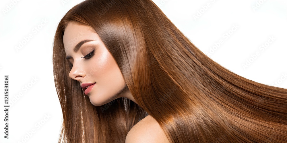 Obraz premium Long well-groomed shiny brown hair 