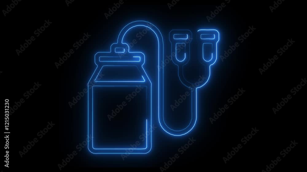 Glowing neon line Automated milking machines 4K Video motion graphic animation Glowing neon line Automated milking machines 4K Video motion graphic animation