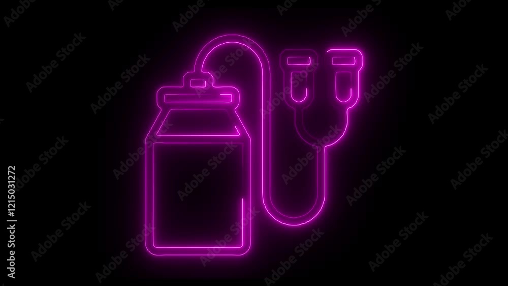 Glowing neon line Automated milking machines 4K Video motion graphic animation Glowing neon line Automated milking machines 4K Video motion graphic animation