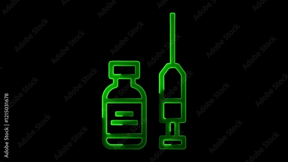 Glowing neon Bottle of liquid , injection icon isolated on black background. HD video motion graphic animation Glowing neon Bottle of liquid , injection icon isolated on black background. HD video motion graphic animation