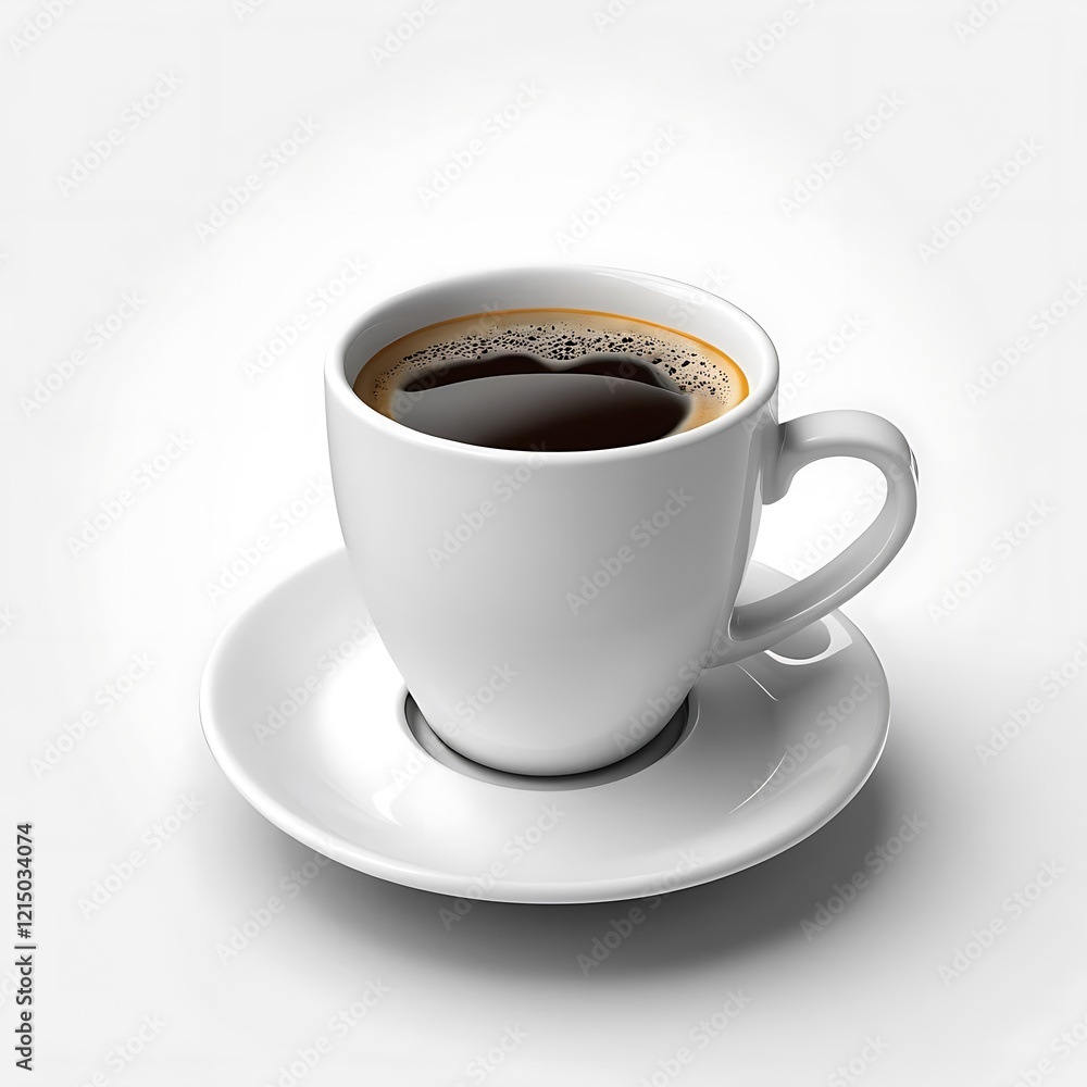 A White Coffee Cup Filled With Dark Coffee A White Coffee Cup Filled With Dark Coffee
