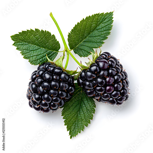 Black berry Marionberry, isolated on a white background photo