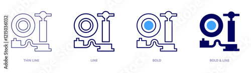 Air pump icon in 4 different styles. Thin Line, Line, Bold, and Bold Line. Duotone style. Editable stroke