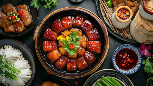 Chinese braised pork belly, dongpo pork. Braised pork belly, dongpo pork, chinese cuisine photo