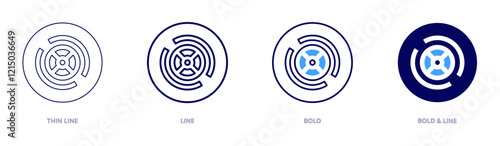 Tyre repair icon in 4 different styles. Thin Line, Line, Bold, and Bold Line. Duotone style. Editable stroke