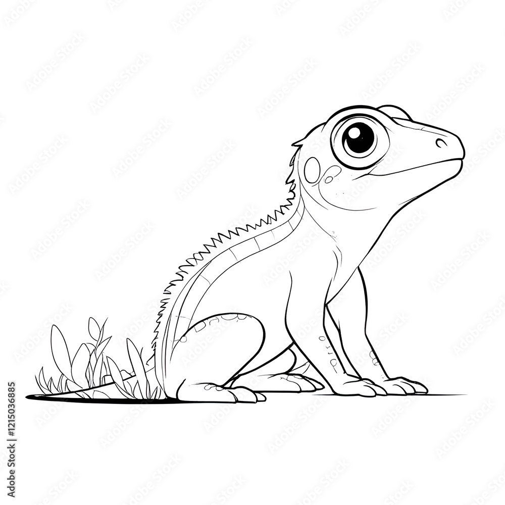Obraz premium Cute Lizard in Easy and Bold Coloring Page