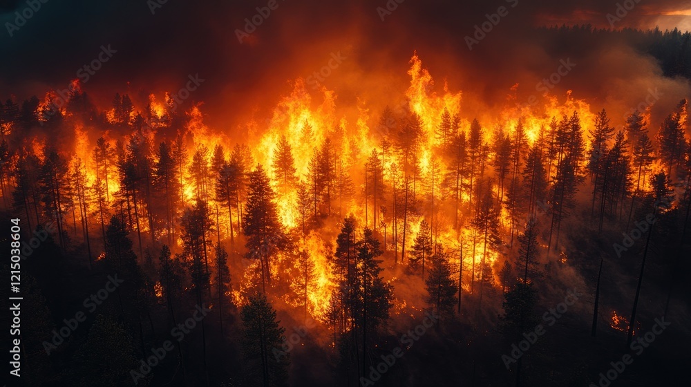 Aerial view of a wildfire prevention effort in a US forest Aerial view of a wildfire prevention effort in a US forest